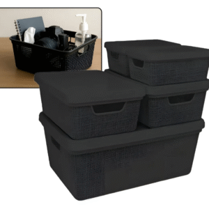 Kit 5 Caixas Organizadoras Cesto Tampa Multiuso